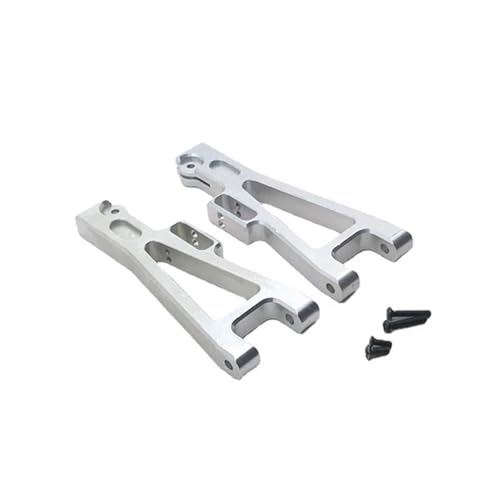 DEFESVCA 2Pcs Metall Lower Suspension Arm Schaukel Arm for JLB Racing Cheetah 11101 21101 J3 Geschwindigkeit 1/10 RC Auto Upgrade Teile(Silver) von DEFESVCA