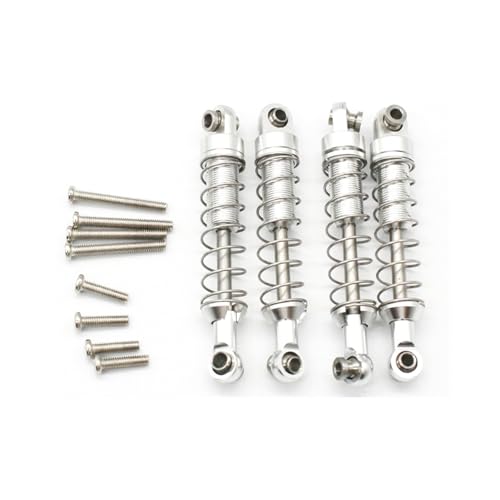 DEFESVCA 4 Stück Metall-Stoßdämpfer for WPL C14 C24 C34 MN D90 D91 D96 D99 D99S MN90 MN99S RC-Auto-Upgrade-Teile, Silber von DEFESVCA