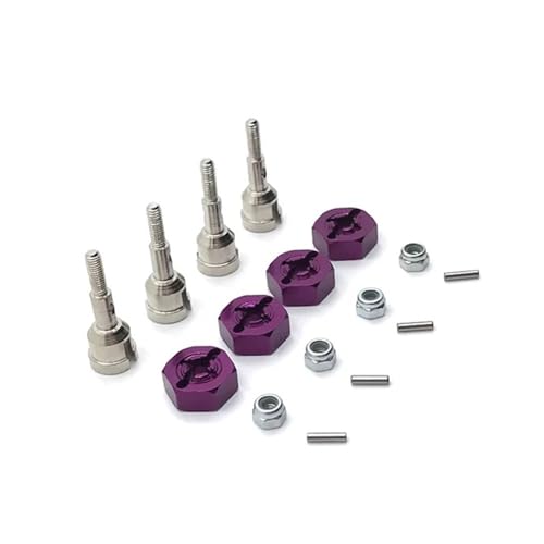 DEFESVCA Metall-Upgrade Vorder- und Hinterachse Cups 12mm Adapter for WLtoys 1/18 A949 A959 A969 A979 K929 RC Autoteile(Purple) von DEFESVCA