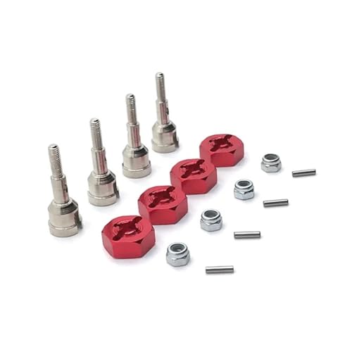 DEFESVCA Metall-Upgrade Vorder- und Hinterachse Cups 12mm Adapter for WLtoys 1/18 A949 A959 A969 A979 K929 RC Autoteile(Rood) von DEFESVCA