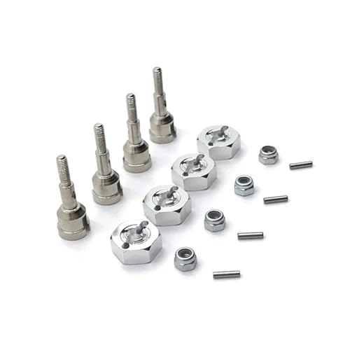 DEFESVCA Metall-Upgrade Vorder- und Hinterachse Cups 12mm Adapter for WLtoys 1/18 A949 A959 A969 A979 K929 RC Autoteile(Silver) von DEFESVCA