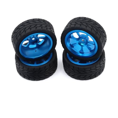 DEFESVCA for Wltoys 144001 144002 124016 124017 124019 124018 RC-Autoteile, 65 mm Metallfelge + griffiger Gummireifen(A BLUE) von DEFESVCA