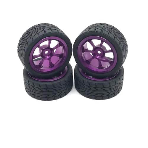 DEFESVCA for Wltoys 144001 144002 124016 124017 124019 124018 RC-Autoteile, 65 mm Metallfelge + griffiger Gummireifen(A PURPLE) von DEFESVCA