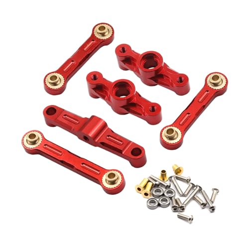 Metallkurbellenker mit Brückenlenkungssatz for Tamiya TT02 TT-02 TT02D 1/10 RC Auto-Upgrade-Teilezubehör(Rood) von DEFESVCA