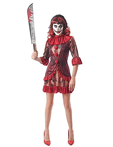 DEGUISE TOI Blutiger Killer-Clown Damenkostüm für Halloween rot-gold-schwarz - Rot DEGUISE TOI Blutiger Killer-Clown Damenkostüm für Halloween rot-gold-schwarz - Rot von DEGUISE TOI