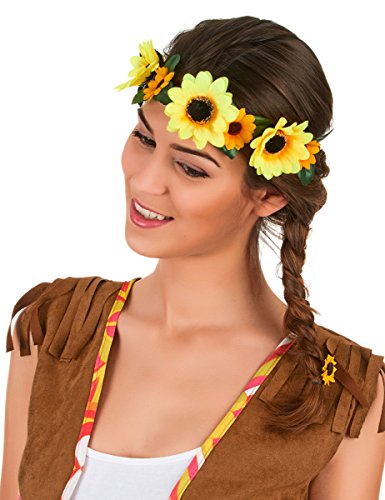 DEGUISE TOI Hippie Blumen-Haarband für Damen Kostüm-Accessoire grün-gelb - Gelb von DEGUISE TOI