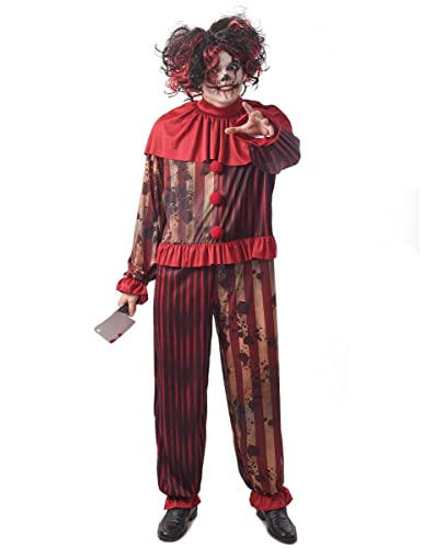 DEGUISE TOI Killerclown-Herrenkostüm für Halloween Horrorclown rot-gold-schwarz - Rot von DEGUISE TOI