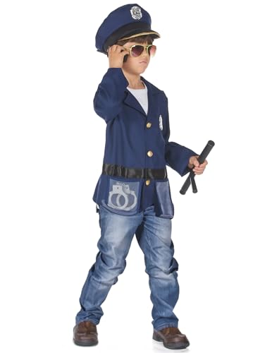 DEGUISE TOI Polizei-Kinderkostüm für Fasching Polizei-Uniform blau-schwarz-goldfarben - Blau von DEGUISE TOI