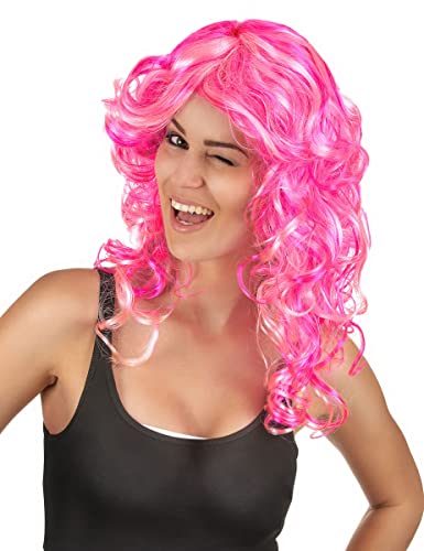 DEGUISE TOI Rosa Perücke mit Locken für die Dame - Neon von DEGUISE TOI