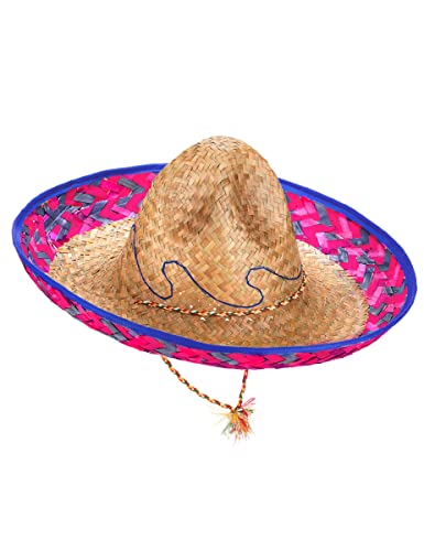 DEGUISE TOI Sombrero-Hut für Erwachsene mexikanische Kopfbedeckung beige-rosa-blau - Rosa, Pink von DEGUISE TOI