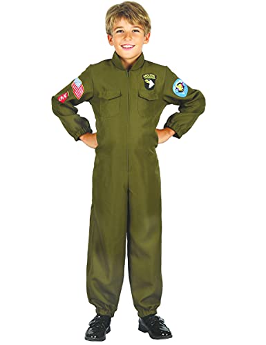 Generique Jet-Piloten Kampfpiloten-Kostüm für Kinder grün 122/134 (7-9 Jahre) von DEGUISE TOI