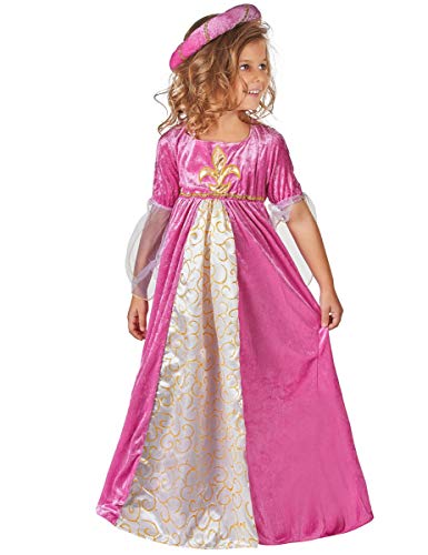 KULTFAKTOR GmbH Mittelalterliches Prinzessin Kinderkostüm pink-weiss-gold 122/134 (7-9 Jahre) von DEGUISE TOI