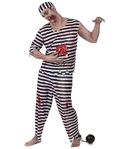 Vegaoo Zombie Häftling Halloweenkostüm schwarz-weiss-rot - XL von DEGUISE TOI