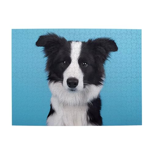 Border Collie Druck Puzzle 500 Teile Holzpuzzle Geschenke Für Erwachsene Familie Hochzeit Abschluss Geschenk Vertikale Version von DEHIWI