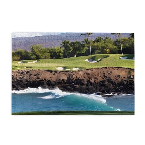 Hawaii Strand Golfplatz Druck 1000 Teile Puzzle Premium Holzpuzzle Geschenke Für Erwachsene Familie Hochzeit Abschluss Geschenk Vertikale Version von DEHIWI