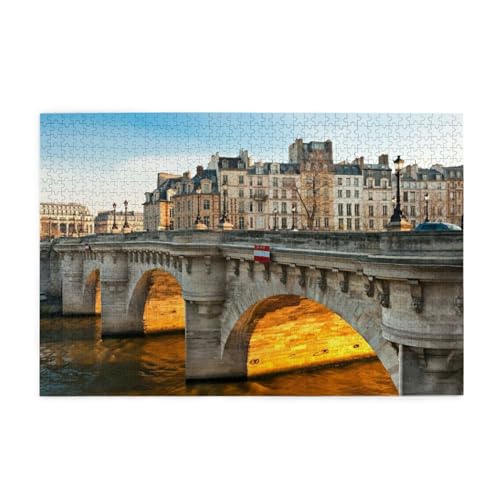 Landschaft Pont Neuf Paris Druck 1000 Teile Puzzle Premium Holzpuzzle Geschenke Für Erwachsene Familie Hochzeit Abschluss Geschenk Vertikale Version von DEHIWI