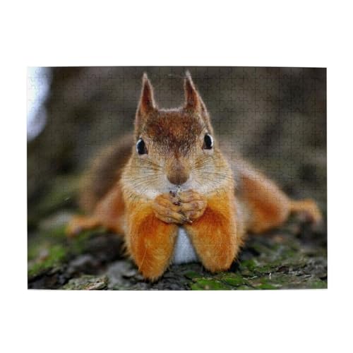 Lustiges Eichhörnchen-Druck-Puzzle, 500 Teile, Holzpuzzle, Geschenke für Erwachsene, Familie, Hochzeit, Abschlussgeschenk, vertikale Version von DEHIWI