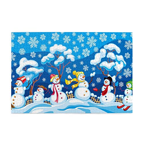 Winter Schneemann Druck 1000 Teile Puzzle Premium Holzpuzzle Geschenke Für Erwachsene Familie Hochzeit Abschluss Geschenk Vertikale Version von DEHIWI