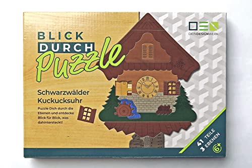 Blick-Durch-Puzzle: Schwarzwälder Kuckucksuhr | Mehrschichtiges Holzpuzzle für die ganze Familie mit Lerneffekt | Geschenk für Schwarzwaldliebhaber von DEINDESIGNWERK von DEINDESIGNWERK