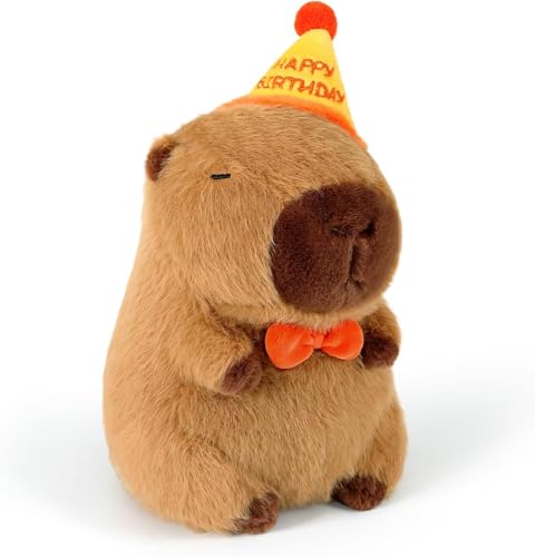 DEJIN Niedliches Kapibara-Plüsch, gefülltes Kapibara-Stofftier, weiches Kapibara-Plüschspielzeug, Kapibara-Puppenkissen. Zum Geburtstag für Kinder geeignet（17 inch） (Birthday Capybara) von DEJIN