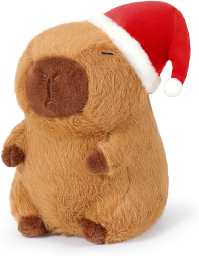 DEJIN Niedliches Kapibara-Plüsch, gefülltes Kapibara-Stofftier, weiches Kapibara-Plüschspielzeug, Kapibara-Puppenkissen. Zum Geburtstag für Kinder geeignet（17 inch） (Christmas Capybara) von DEJIN