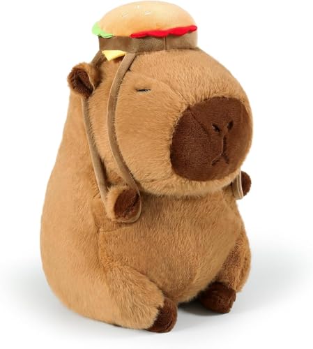 DEJIN Niedliches Kapibara-Plüsch, gefülltes Kapibara-Stofftier, weiches Kapibara-Plüschspielzeug, Kapibara-Puppenkissen. Zum Geburtstag für Kinder geeignet（17 inch） (Hamburger Capybara) von DEJIN