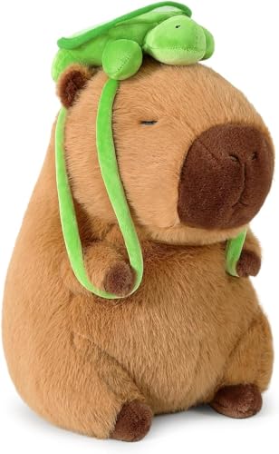 DEJIN Niedliches Kapibara-Plüsch, gefülltes Kapibara-Stofftier, weiches Kapibara-Plüschspielzeug, Kapibara-Puppenkissen. Zum Geburtstag für Kinder geeignet（17 inch） (Turtle Capybara) von DEJIN