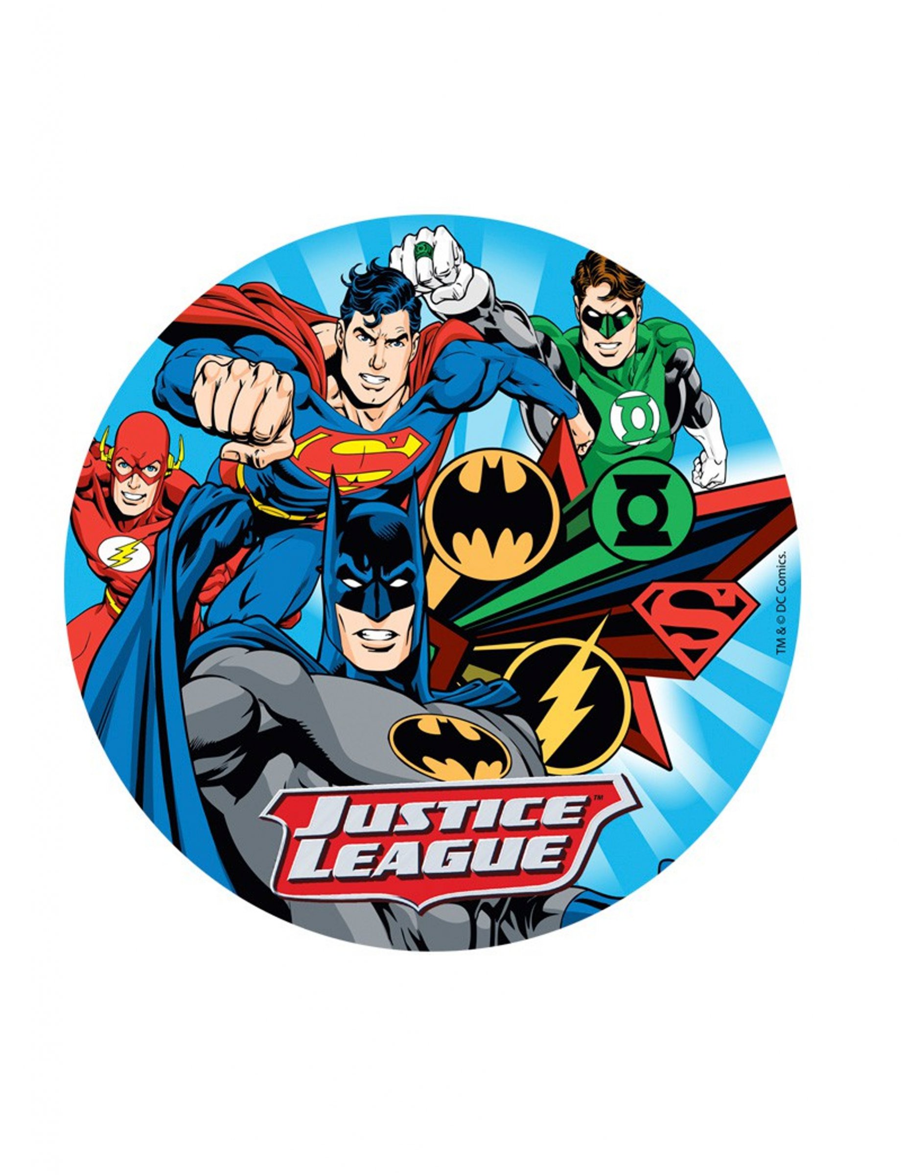 Justice League Tortenaufleger für Kindergeburtstage bunt 20cm von DEKORA