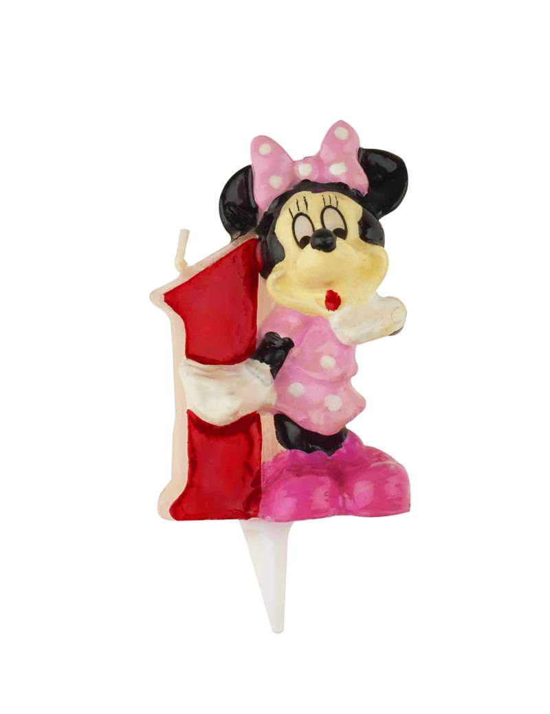 Minnie Maus Kerze Geburtstagskerze Zahl 1 rosa-rot-schwarz 6,5cm von DEKORA