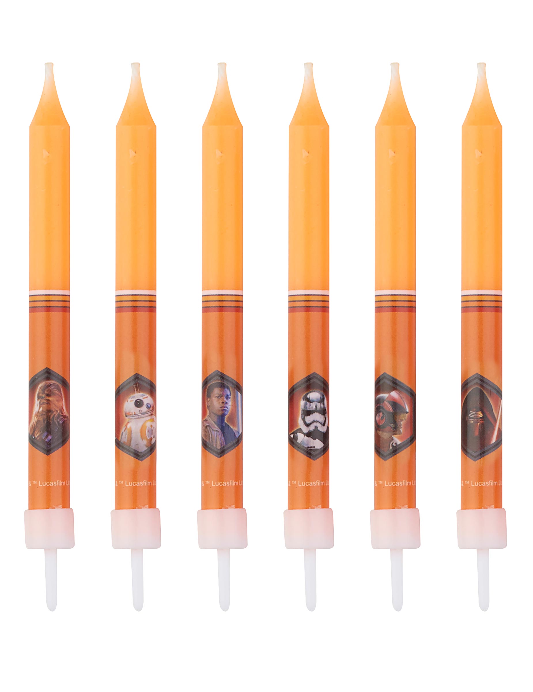 Star Wars Partykerzen Kindergeburtstag Lizenzware 8 Stück orange-bunt 10cm von DEKORA