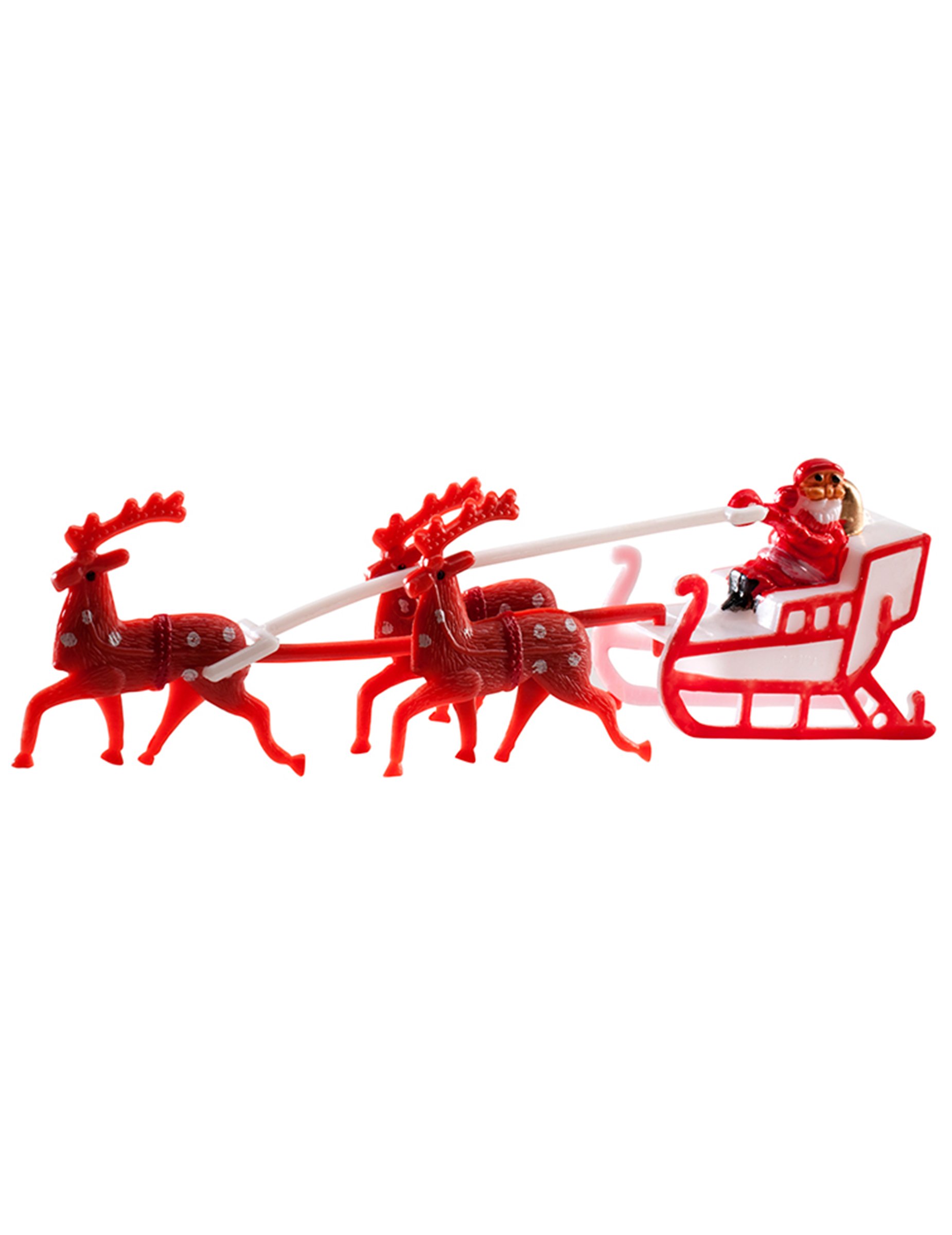 Weihnachtsfigur mit Rentieren Dekoration rot-weiß 14 cm lang von DEKORA