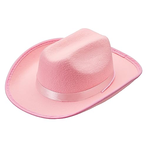 DELIMALI Cowgirl-Cowboyhüte für Mädchen, Jungen, Kinder, flauschige Federkrempe, Junggesellinnenabschied, Westernhut, Party, Halloween, Verkleidung, 3–10 Jahre (A-Pink, Einheitsgröße) von DELIMALI