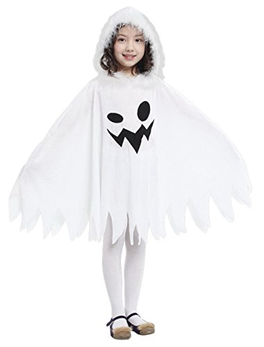 DEMU Kinderkostüm lustige Geist Umhang Gespenst Weiß Cosplay Kostüm Halloween Karneval (Medium) von DEMU