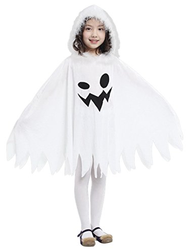 DEMU Kinderkostüm lustige Geist Umhang Gespenst Weiß Cosplay Kostüm Halloween Karneval (Small) von DEMU