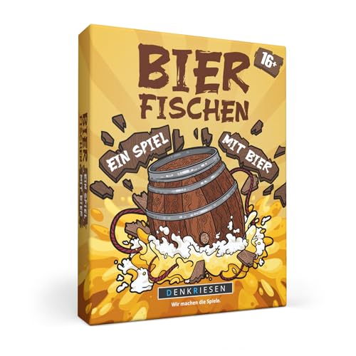 DENKRIESEN - Bierfischen | Kartenlegespiel für 2-5 Spieler | Ab 16 Jahren | Trinkspiel & Partyspiel | Memospiel mit Würfeln & 25 Bildkärtchen | Spielspaß in 20 Min | Original aus dem Kult-Spieleverlag von DENKRIESEN