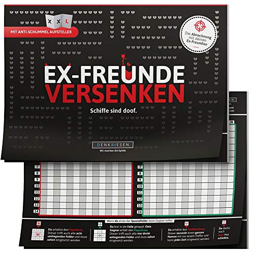 DENKRIESEN - EX-Freunde VERSENKEN - Schiffe sind doof -Schiffe versenken neu aufgelegt | Spielblock | Partyspiel | Reisespiel | Wichtelgeschenk | Geburtstagsgeschenk | Spiel für 2 Personen von DENKRIESEN