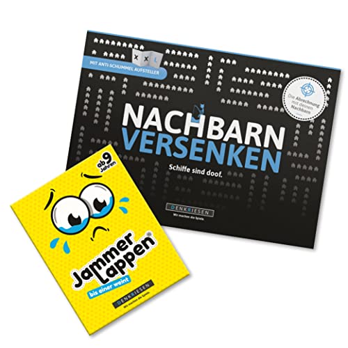 DENKRIESEN - Family Pack – JAMMERLAPPEN & NACHBARN VERSENKEN | Lustiges Kartenspiel & Spielblock | Familienspiele für Kinder & Erwachsene | Perfekt für Reisen, Spieleabende & als Geschenkidee von DENKRIESEN