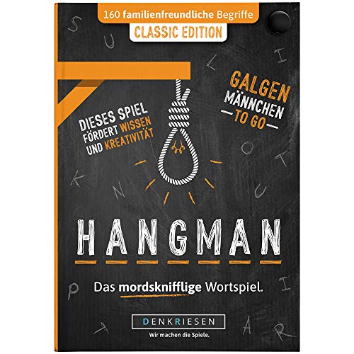 DENKRIESEN - HANGMAN - CLASSIC EDITION - "Galgenmännchen TO GO" | Spielblock | Partyspiel | Weihnachtsgeschenk | Wichtelgeschenk | Reisespiel |Geschenkidee | Rätselblock - Spiel ab 2 Personen von DENKRIESEN