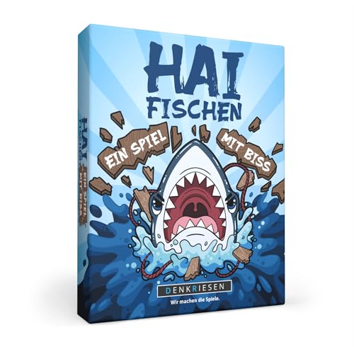 Denkriesen - Haifischen | Kartenspiel – Lustiges Memospiel mit Würfeln | 2-5 Spieler | Ab 6 Jahren | Familienspiel für Kinder & Erwachsene | Denk- & Merkspiel mit Strategie | Perfekt für Zwischendurch von DENKRIESEN