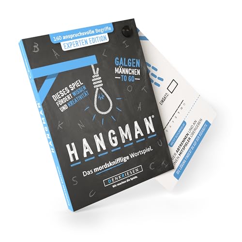 DENKRIESEN - Hangman - Experten Edition - Galgenmännchen to GO | Spielblock | Partyspiel | Reisespiel | Wichtelgeschenk | Geburtstagsgeschenk | Rätselblock - Spiel ab 2 Personen von DENKRIESEN