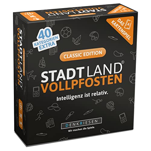 DENKRIESEN - Stadt Land VOLLPFOSTEN® Das Kartenspiel – Classic Edition Intelligenz ist relativ - Sonderedition | Familienspiel für Spieleabend | Geschenkidee von DENKRIESEN