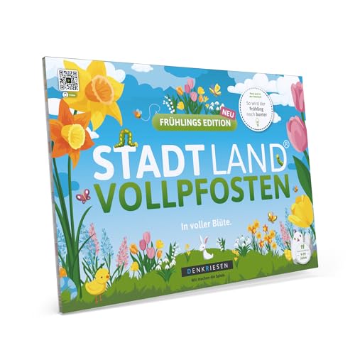 DENKRIESEN - Stadt Land VOLLPFOSTEN® – Frühlings Edition - In voller Blüte. | DIN A4 Spielblock | Ab 9 Jahren | Stadt Land Fluss | Familienspiel | Partyspiel | Ostergeschenk | Spaß von DENKRIESEN