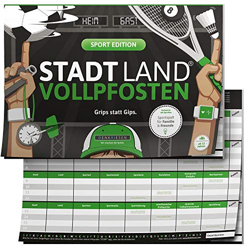 DENKRIESEN - Stadt Land VOLLPFOSTEN® - Sport Edition 'Grips statt Gips.' Stadt Land FLUSS SPIELBLOCK von DENKRIESEN