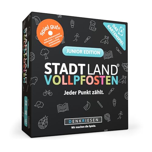 DENKRIESEN - Stadt Land VOLLPFOSTEN - Das Kartenspiel - Junior Edition | Stadt Land Fluss | Kinderspiel | Reisespiel von DENKRIESEN