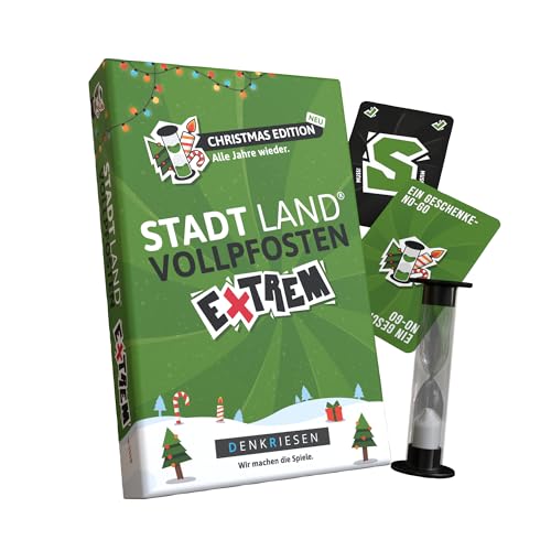 DENKRIESEN Stadt Land Vollpfosten® Extrem – Christmas Edition | Ab 12 Jahren | 2-6 Spieler | Familienspiel von DENKRIESEN