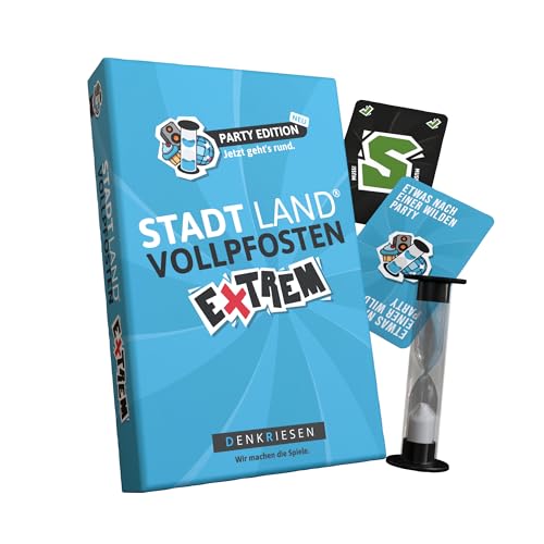 DENKRIESEN Stadt Land Vollpfosten® Extrem – Party Edition | Ab 12 Jahren | 2-6 Spieler | Partyspiel von DENKRIESEN