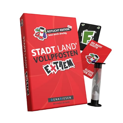 DENKRIESEN Stadt Land Vollpfosten® Extrem – Rotlicht Edition | Ab 16 Jahren | 2-6 Spieler | Familienspiel von DENKRIESEN