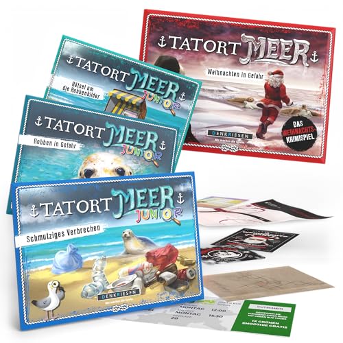 DENKRIESEN - Tatort Meer Bundle - Junior Fälle + Weihnachtsfall | Ab 8 Jahren | Spannendes Krimispiel für Kinder | Detektivspiel | Abenteuer für Junge Ermittler | Ideal für die ganze Familie DENKRIESEN - Tatort Meer Bundle - Junior Fälle + Weihnachtsfall | Ab 8 Jahren | Spannendes Krimispiel für Kinder | Detektivspiel | Abenteuer für Junge Ermittler | Ideal für die ganze Familie von DENKRIESEN