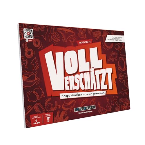 DENKRIESEN - VOLL VERSCHÄTZT! Rotlicht Edition | DIN A4 Spielblock | Ab 16 Jahren | Lustiges Schätzspiel | Familienspiel | Partyspiel | Ostergeschenk | Ohne Internet | Antworten mit auf dem Block von DENKRIESEN