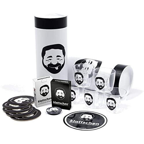 DENKRIESEN - klattschen® Trinkspiel Set | Kartenspiel + White Edition | Partyspiel für Erwachsene | Inkl. Party Cups & Flaschenöffner | Lustiges Geschenk für Geburtstage & Junggesellenabschiede von DENKRIESEN